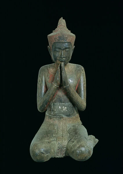 Praying kneeling figure, Angkor, 15th-16th century (bronze)
