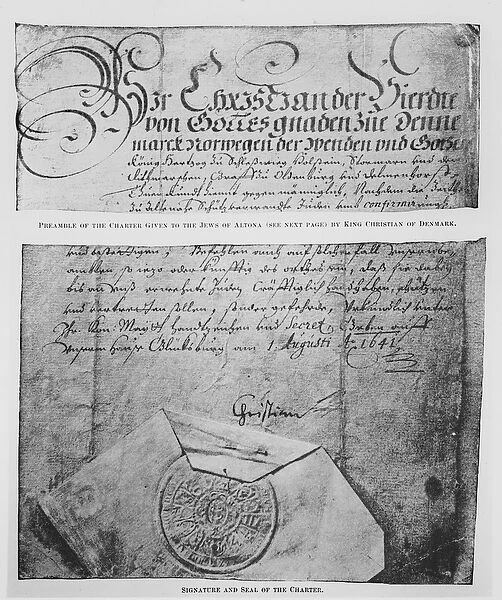 Preamble, signature and seal of the Charter given to the Jews of Altona by King Christian