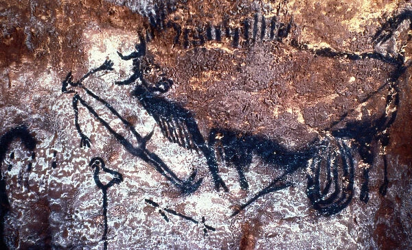 Prehistoric art: Scene of the Well: a man with a bird head
