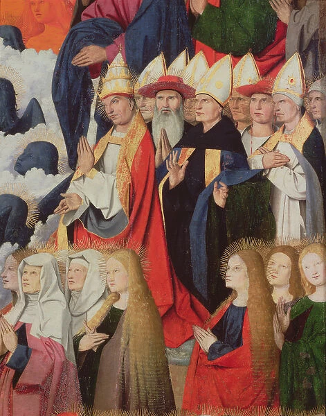 Prelates and saints, detail of the Coronation of the Virgin, 1453-54 (oil on panel)
