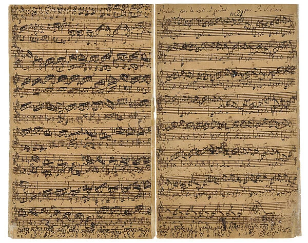 Prelude, Fugue and Allegro in E flat BWV 998, c. 1735-40 (pen & ink on paper)