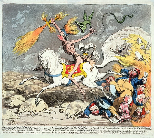 Presages of the Millennium, published 1795 (hand coloured etching)
