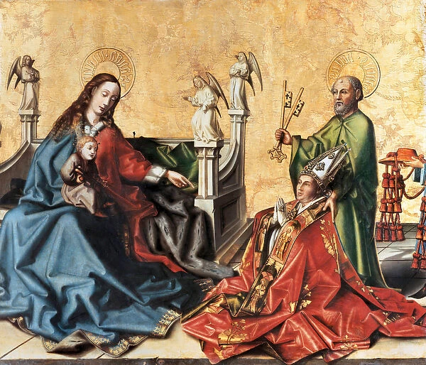 The presentation of the Cardinal of Mies to the Virgin. Painting by Konrad Witz, c. 1444