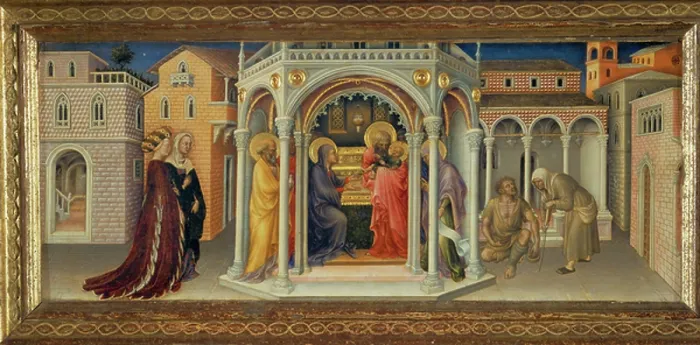 Framed Print : Presentation in the Temple, panel from a predella for an altar in the Strozzi chapel, Santa Trinita, Florence