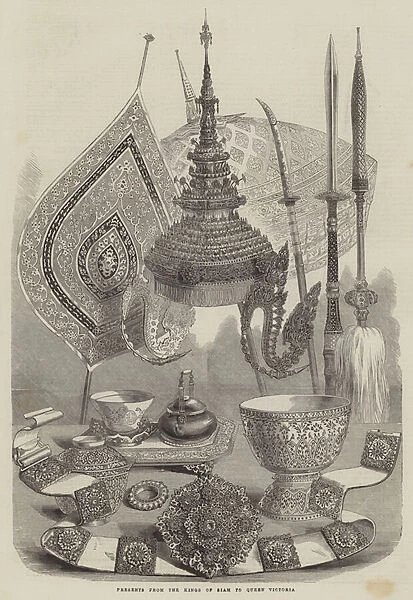 Presents from the Kings of Siam to Queen Victoria (engraving)