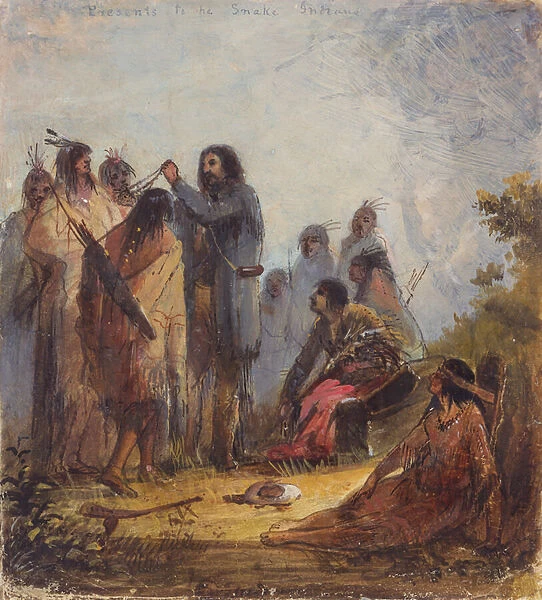 Presents to Snake Indians, c. 1837 (oil on paper)