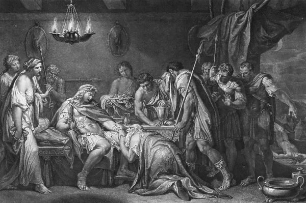 Priam redeems the dead body of Hector, Domenico Cunego, 1764 (engraving)