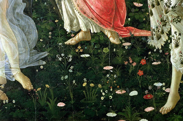 Primavera: detail of flowers (tempera on panel)