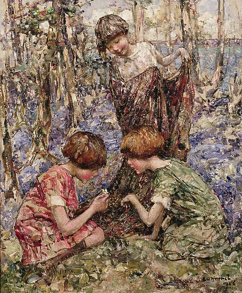 The Primrose Gatherers (oil on canvas)