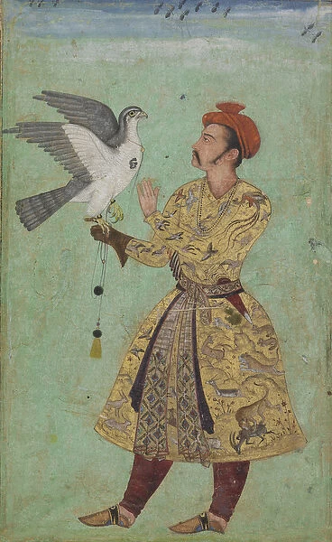 Prince With a Falcon, c. 1600-5 (opaque watercolour, gold, and ink on paper)