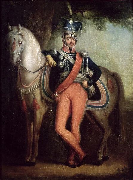 Prince Josef Anton Poniatowski (1763-1813) by his horse, c. 1800-13 (oil on canvas)