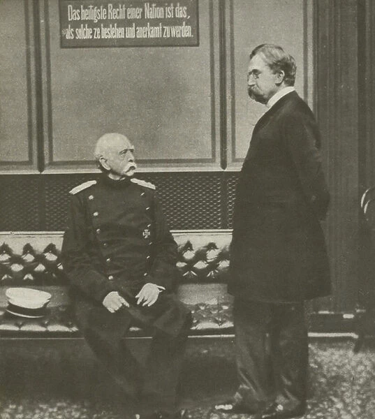 Prince Otto Von Bismarck (left) with the Prussian Minister, Von Botticher (b  /  w photo)