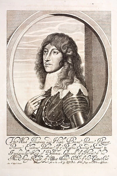 Prince Rupert of the Rhine, German soldier who fought on the Royalist side in the English Civil War (engraving)