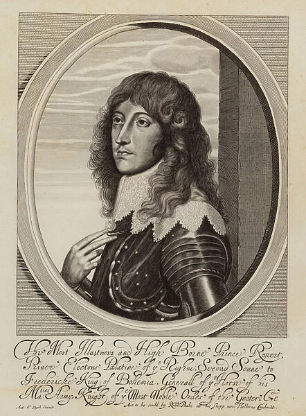 Prince Rupert of the Rhine, Royalist cavalry soldier of the English Civil War (engraving)