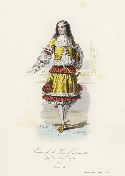 Prince of the time of Louis XIV of France (coloured engraving)