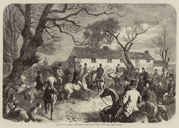 The Prince of Wales at the Meet of the Burton Hounds, Green Man, Lincoln Heath (engraving)