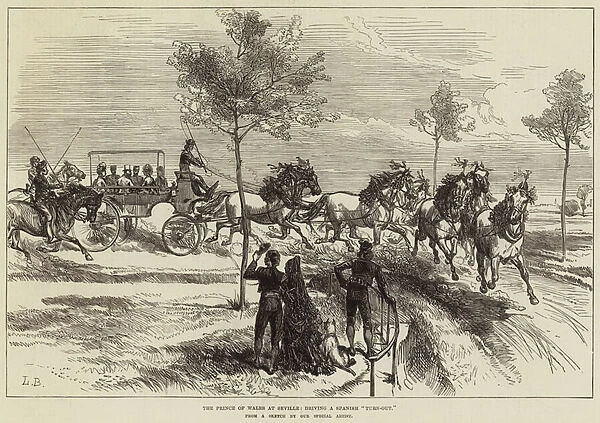 The Prince of Wales at Seville, driving a Spanish 'Turn-Out'(engraving)