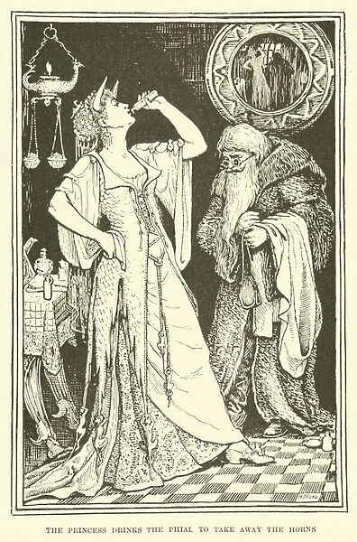 The Princess Drinks the Phial to Take away the Horns (engraving)