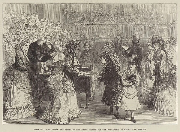 Princess Louise giving the Prizes of the Royal Society for the Prevention of Cruelty to Animals (engraving)
