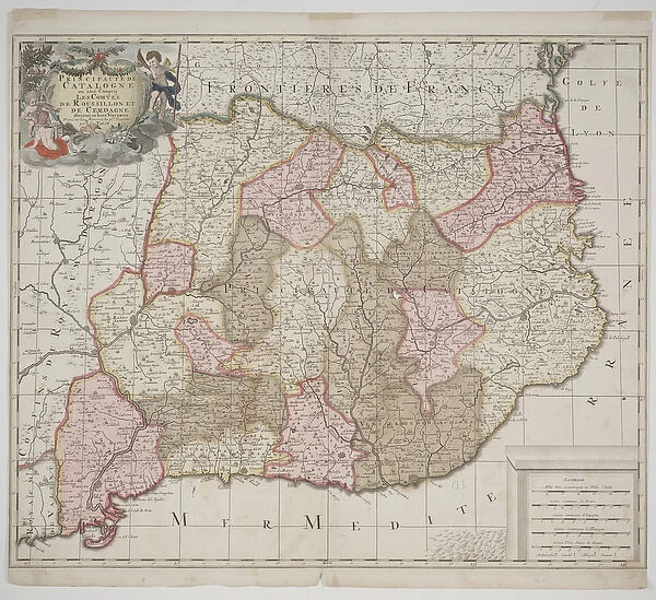 Principality of Catalonia, c. 1702 (hand-coloured etching)