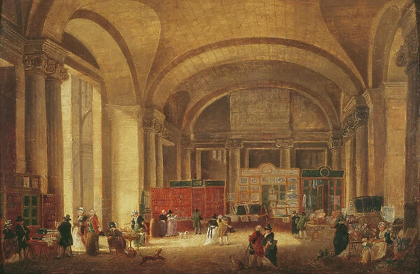 Print sellers at the entrance to Louvre, 1791 (oil on canvas)