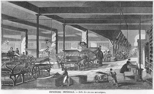 The printing presses room of the Imperial Printing Works