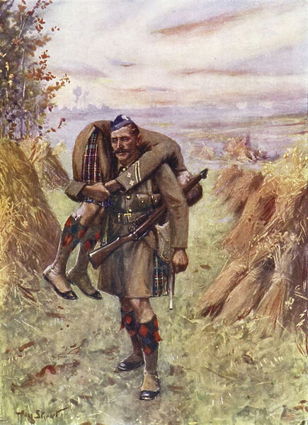 Private Ross Tollerton winning the Victoria Cross, 14 September 1914 (colour litho)