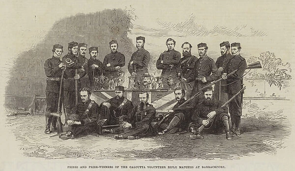 Prizes and Prize-Winners of the Calcutta Volunteer Rifle Matches at Barrackpore (engraving)