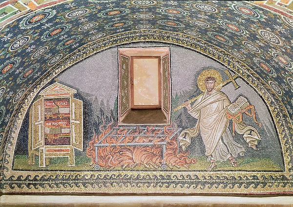 Probably Saint Lawrence, martyred on an iron grill (mosaic) (detail of 182913)