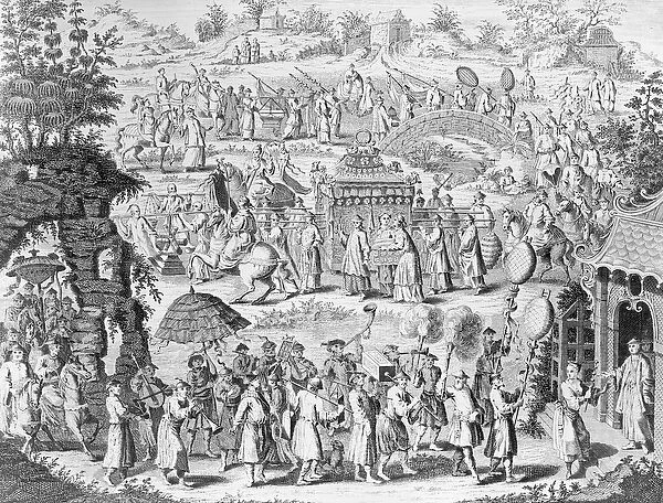 Procession of a bride going home to her husband, engraved by N. Parr (engraving)