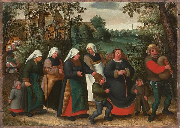 The Procession of the Bride (oil on panel)