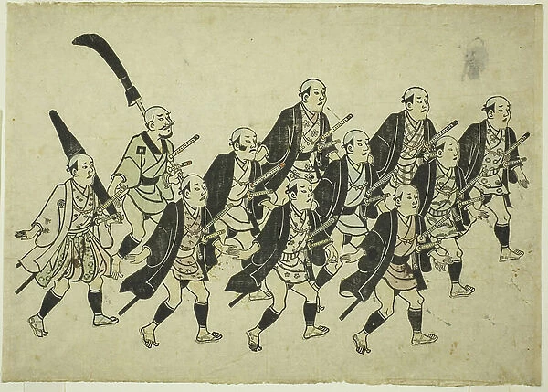 Procession of a Daimyo, c.1681-84 (hand-coloured woodblock print; oban yoko-e, sumizuri-e)