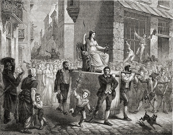 The Procession of the Goddess of Reason, 10th November 1793, from Histoire de