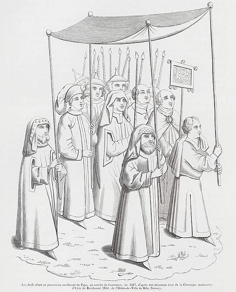 Procession of Jews before the Pope at the Coucil of Constance, 1417 (engraving)
