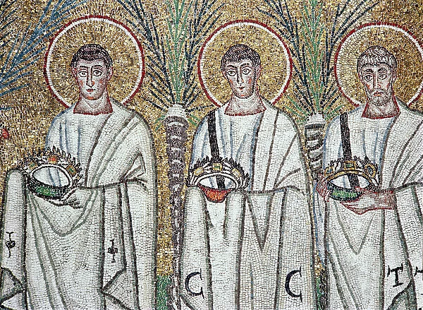 Procession of the Martyrs, 527-99 (mosaic) (detail of 58071)