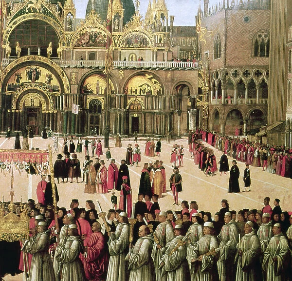 Procession in St. Marks Square, 1496 (oil on canvas) (detail of 59423)