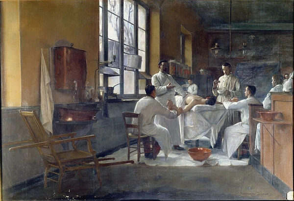 Professor Edmond Delorme (1847-1929) demonstrating pulmonary decortication to students at Val de Grace in 1894, 1897 (oil on canvas)