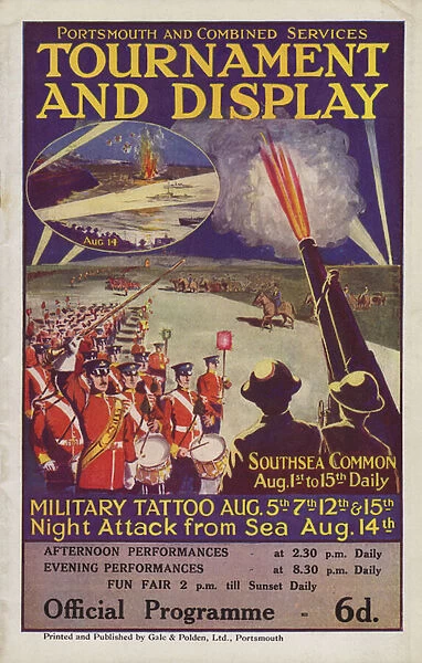 Programme for the Portsmouth and Combined Services Tournament and Display, Southsea Common, Portsmouth, Hampshire, 1925 (colour litho)