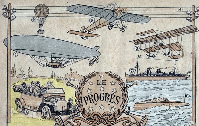 Framed Print : Progress at the beginning of the 20th century. Anonymous illustration without date of the beginning of the 20th century Framed Print : Progress at the beginning of the 20th century. Anonymous illustration without date of the beginning of the 20th century