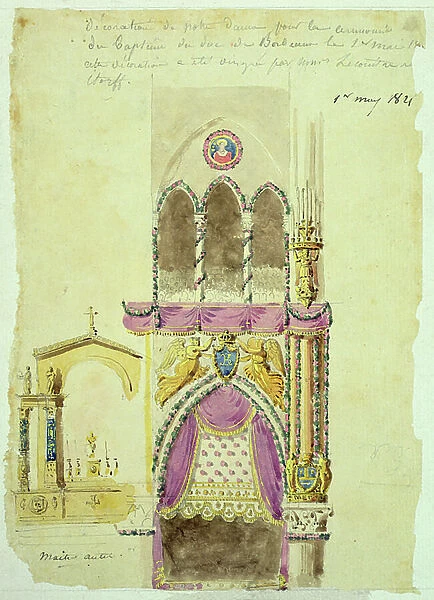Project for the Decoration of Notre Dame for the Baptism of the Duc de Bordeaux, 1821 (w / c and gouache on paper)