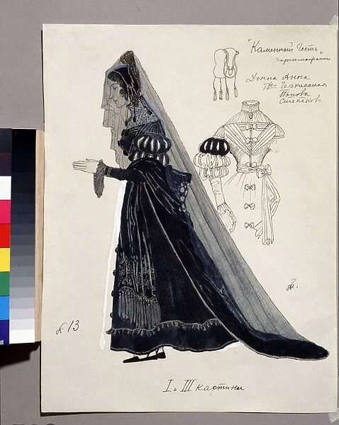 Projet de costume pour l opera 'Le convive de pierre'de Alexandre Dargomyjski (1813-1869) (Costume design for the opera The Stone Guest by A. Dargomyzhsky)
