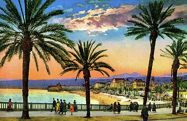The Promenade des Anglais in Nice, c.1920 (Postcard)
