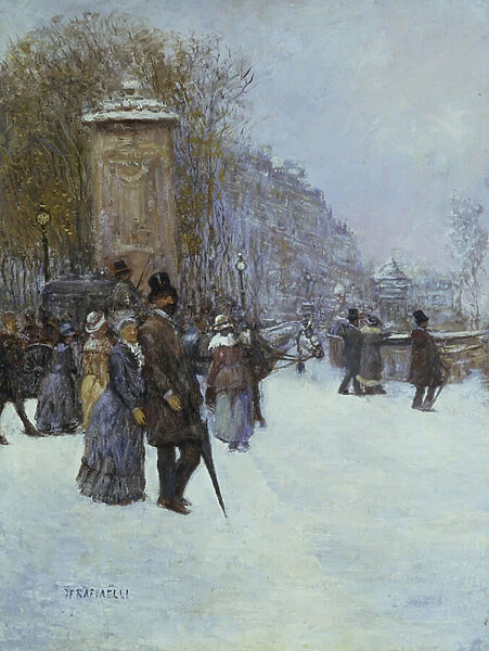 The Promenade in Paris (oil on canvas)