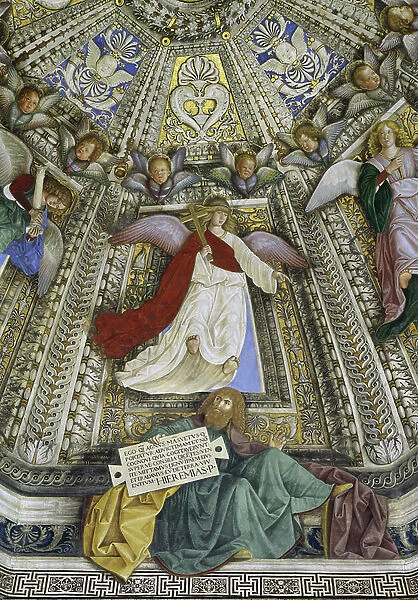 The prophet Jeremiah and an angel, dome of the sacristy of Saint Mark, Santuario della Santa Casa, Loreto, c. 1477-93 (fresco)