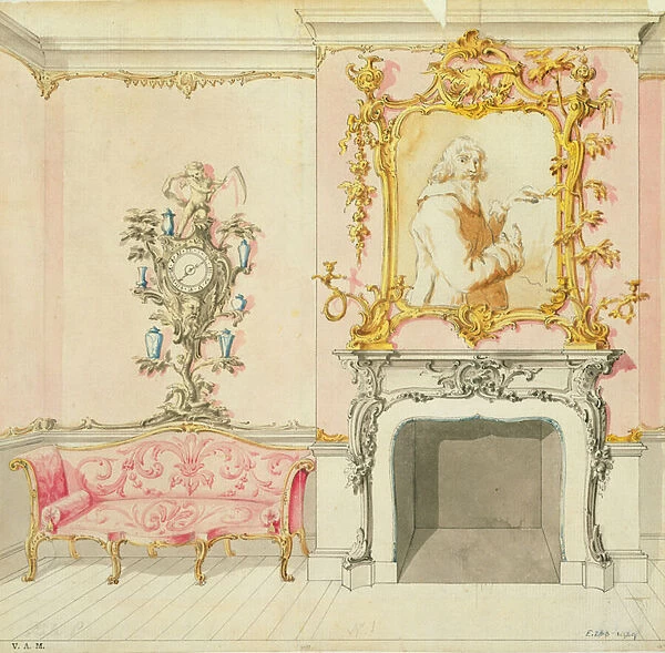Proposal for a drawing room interior, 1755-60 (w  /  c on paper)