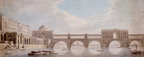 Proposed Design for a Bridge over the River Thames at Somerset House (w  /  c on paper)