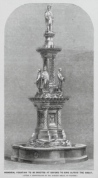 Proposed memorial fountain to Alfred the Great, Oxford (engraving)