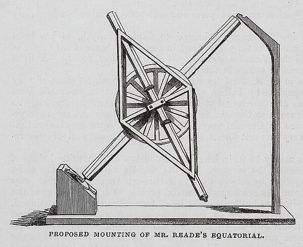 Proposed Mounting of Mr Reade's Equatorial (engraving)