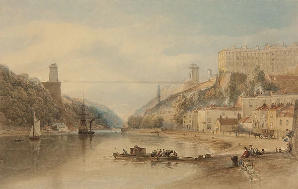 The Proposed Suspension Bridge from Rownham Ferry, c. 1836