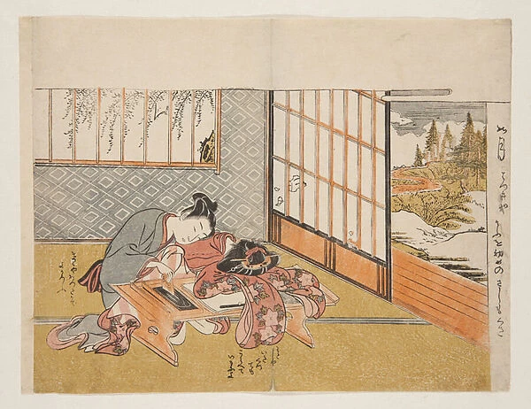 Prosperous Flowers of the Elegant Twelve Months (Furyu juniki no eiga) (colour woodblock print)
